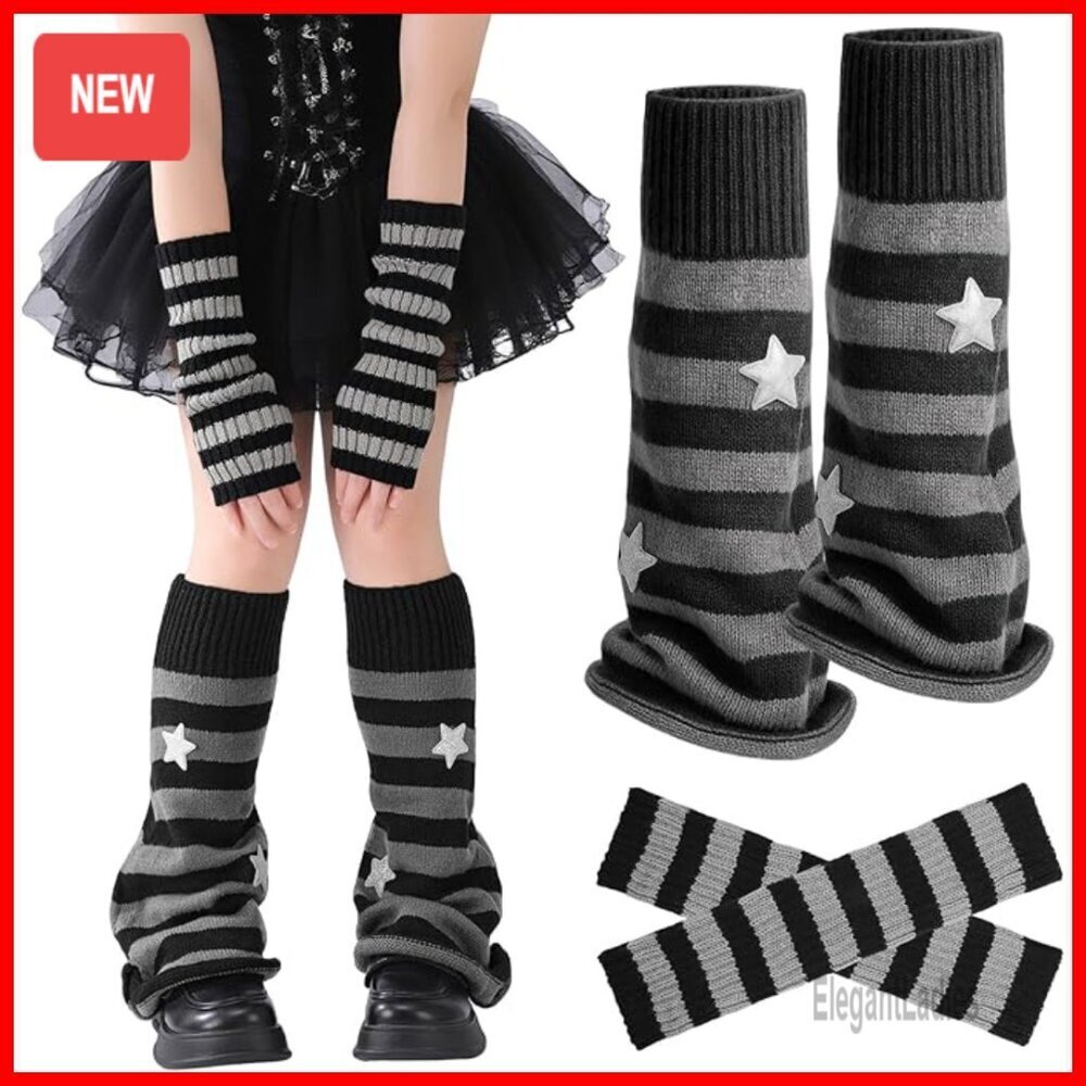 Stretchy Leg Warmers Arm Warmers Set Y2K Star Streetwear Dance Accessories